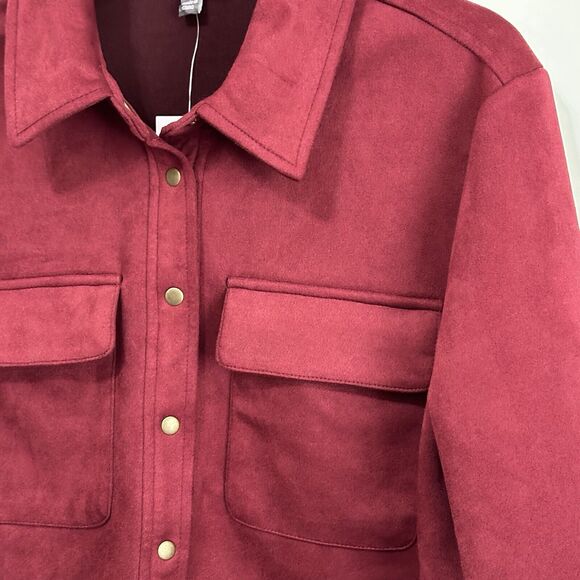 Ninety Clothing Company Snap Front Shirt Wine Medium Shacket Soft Pockets NEW‎ - Picture 3 of 10
